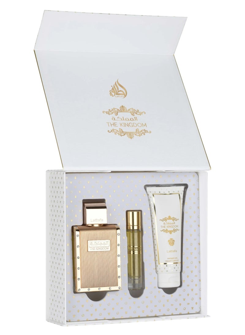 Lattafa THE KINGDOM 100 ML+12 ML+SHOWER GEL 100ML - Image 1